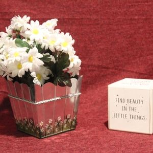 Homemade daisy flower pot.